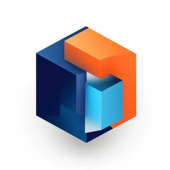 Modern and abstract logo design with 3D cube icon in orange and blue colors - Image 3