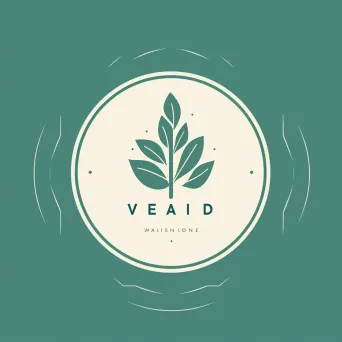 Image of a minimalist vegan restaurant logo with a stylized plant icon in green and white colors - Image 2