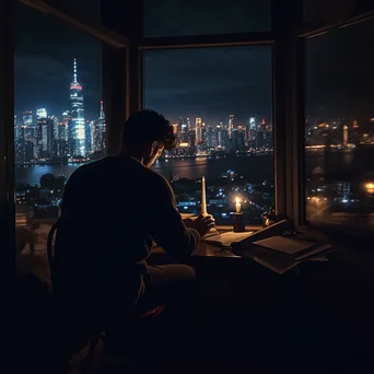 Nighttime Study with City View