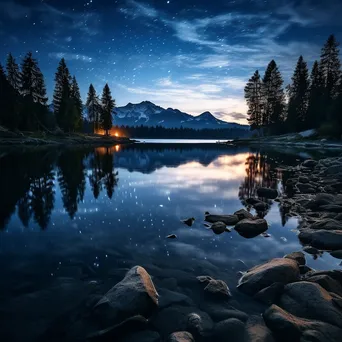 Reflected stars over an alpine lake at twilight - Image 4