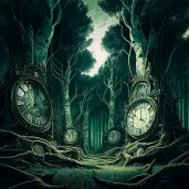 Forest of clockwork trees with time flowing backwards - Image 1