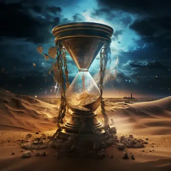 Image of a broken hourglass with the sands forming a prophetic image in the air - Image 1