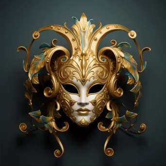 A low poly Venetian masquerade mask in gold color - Image 2