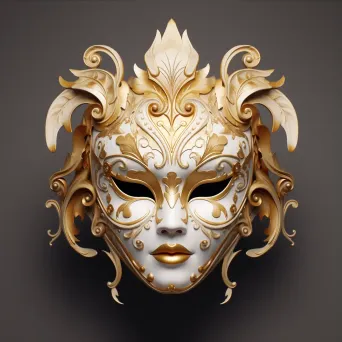 A low poly Venetian masquerade mask in gold color - Image 3