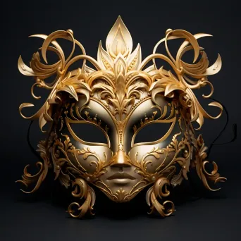 A low poly Venetian masquerade mask in gold color - Image 4