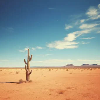 Image of a lone cactus standing tall in a vast desert landscape - Image 4