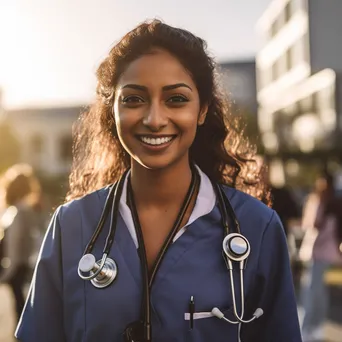 Smiling Female Doctor Holding Stethoscope