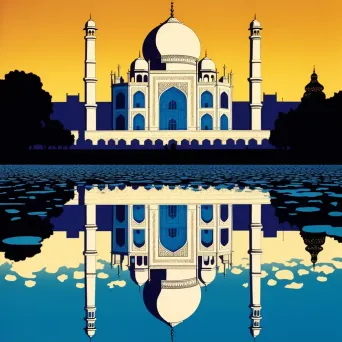 Reflection of Taj Mahal in water at dawn symbolizing symmetry and eternal love - Image 2