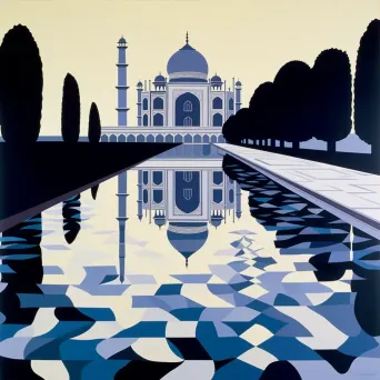 Reflection of Taj Mahal in water at dawn symbolizing symmetry and eternal love - Image 3