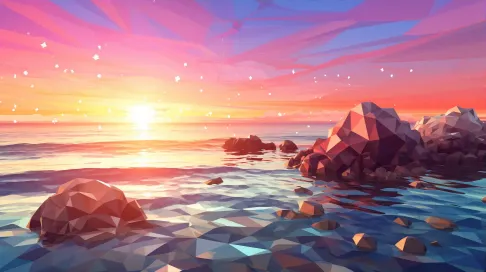 Polygonal depiction of a summer seashore - Image 3