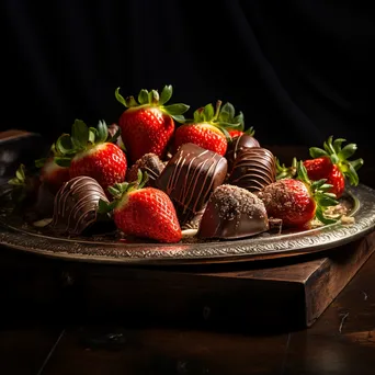 Chocolate-Dipped Strawberries on Slate Platter