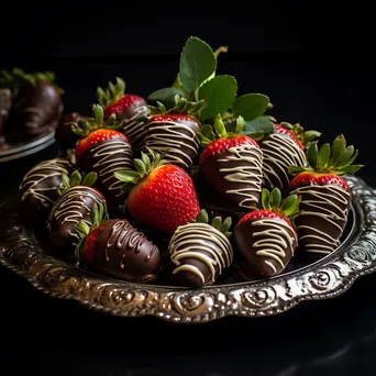 Chocolate-dipped strawberries on slate platter - Image 3