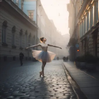 Ballerina performing on a street square in morning light - Image 4