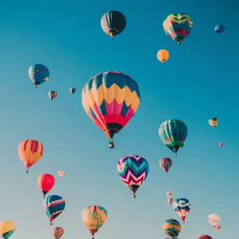 Vibrant hot air balloons at a festival against a clear sky - Image 1