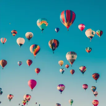 Vibrant hot air balloons at a festival against a clear sky - Image 2