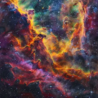 Nebulae forming cosmic tapestry with vibrant colors and intricate details - Image 1