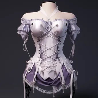 Victorian corset rendered in low poly style with intricate lace and ribbon decorations - Image 1