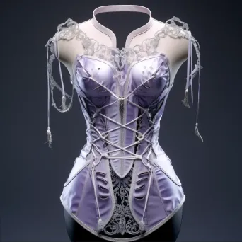 Victorian corset rendered in low poly style with intricate lace and ribbon decorations - Image 2