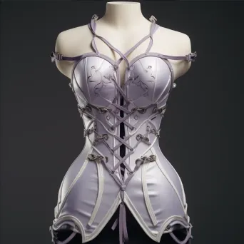 Victorian corset rendered in low poly style with intricate lace and ribbon decorations - Image 4