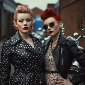 1950s Rockabilly Fashion Polka Dot Dresses and Leather Jackets