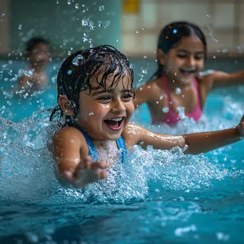 Kids enjoying water aerobics in a shallow pool - Image 3