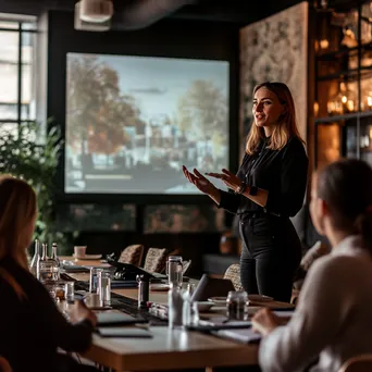 Female entrepreneur presenting ideas in a conference room - Image 1