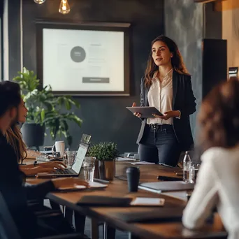 Female entrepreneur presenting ideas in a conference room - Image 2