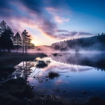 Morning Reflection in Misty Valley