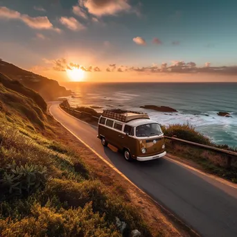 Retro Van at Sunset