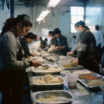 Volunteers serving meals to needy individuals in homeless shelter - Image 3