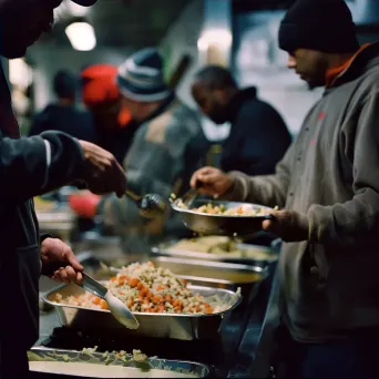 Volunteers serving meals to needy individuals in homeless shelter - Image 4