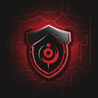 Bold and edgy logo with a shield icon in red and black - Image 2