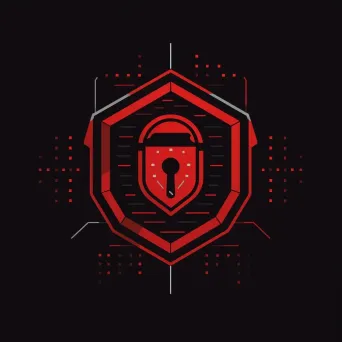 Bold and edgy logo with a shield icon in red and black - Image 3