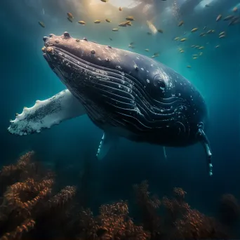 Majestic humpback whale with barnacles underwater - Image 1