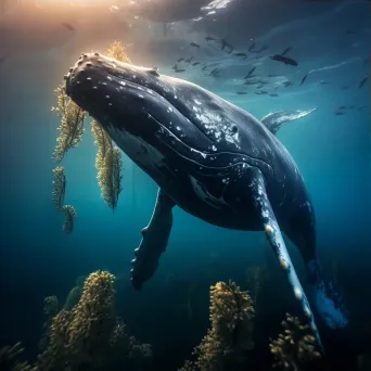 Majestic humpback whale with barnacles underwater - Image 3