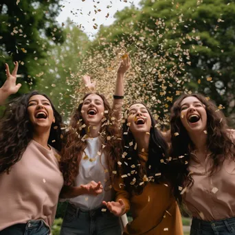 Friends Celebrating Graduation with Confetti