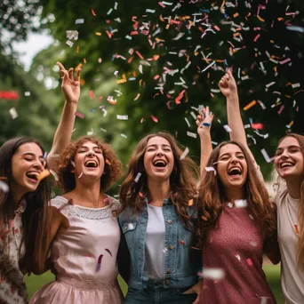 Graduates celebrating with confetti in a park - Image 2