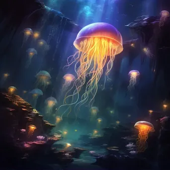 Jellyfish dancing underwater - Image 2