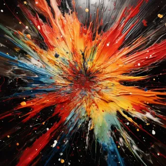 Abstract depiction of a vibrant supernova explosion against a cosmic background - Image 1