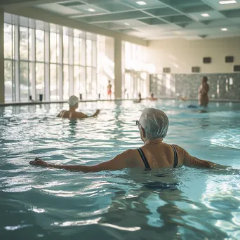 Elderly couple enjoying water aerobics together - Image 3