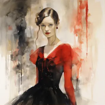 Lady in Red - Watercolor Noir