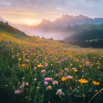 Dew-Kissed Wildflowers at Sunrise