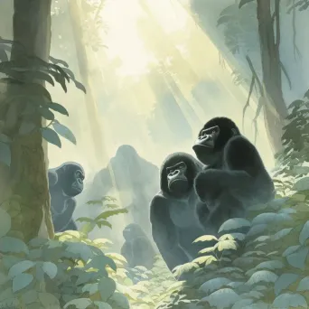 Image of mountain gorillas in their misty mountainous habitat - Image 4