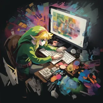 Image of a digital artist painting a colorful masterpiece on a graphic tablet - Image 4