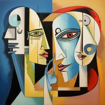 Cubist-style depiction of Deja Vu with repeating elements from different angles - Image 1