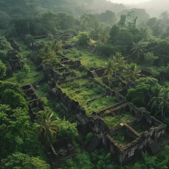 Aerial view of ancient ruins within lush greenery - Image 3