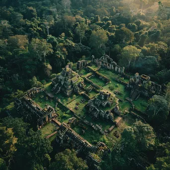 Aerial view of ancient ruins within lush greenery - Image 4