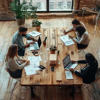 Diverse individuals brainstorming in a loft-style office - Image 4