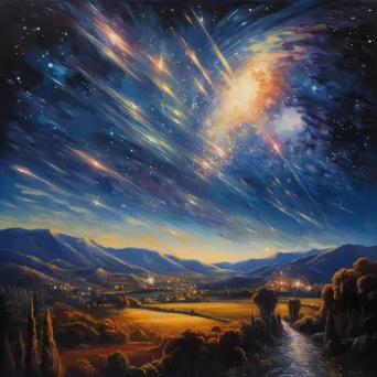 Impressionist depiction of a magical comet streaking across the night sky - Image 1