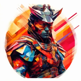 Colorful low-poly samurai warrior design - Image 2